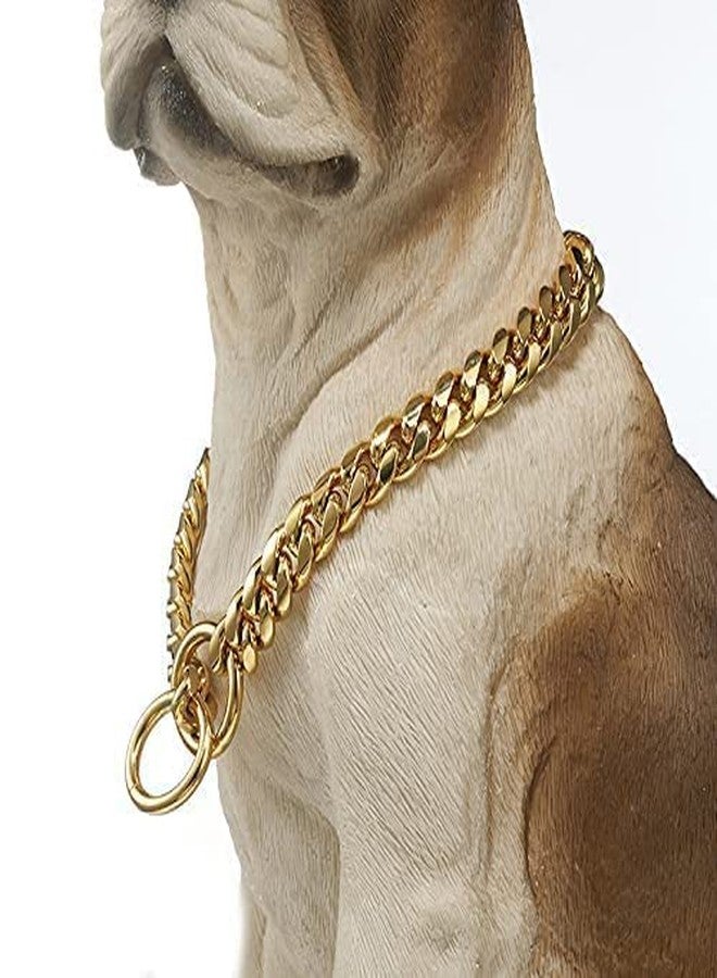 D&C PAWS سلسلة طوق الكلاب D&C PAWS، طوق كلاب مطلي بالكروم الذهبي النحاسي 4 مم للكلاب الكبيرة والمتوسطة الحجم، طول سلسلة الخنق 4 مم / 24 بوصة. - Image 2